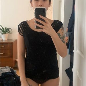 Club Monaco t shirt with cage detail sleeves